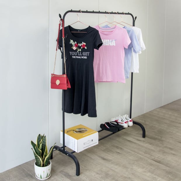 Closet Metal Garment Rack Portable Storage Shoes Rack Black Image 2