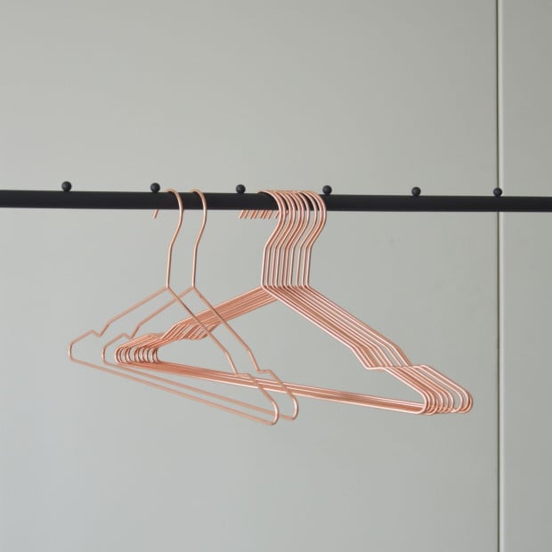 16.5 Rose Gold Shiny Metal Wire Coat Clothes Hangers (60pc Per Set) Image 3