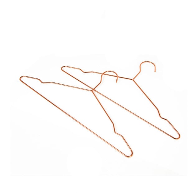 16.5 Rose Gold Shiny Metal Wire Coat Clothes Hangers (60pc Per Set) Image 5