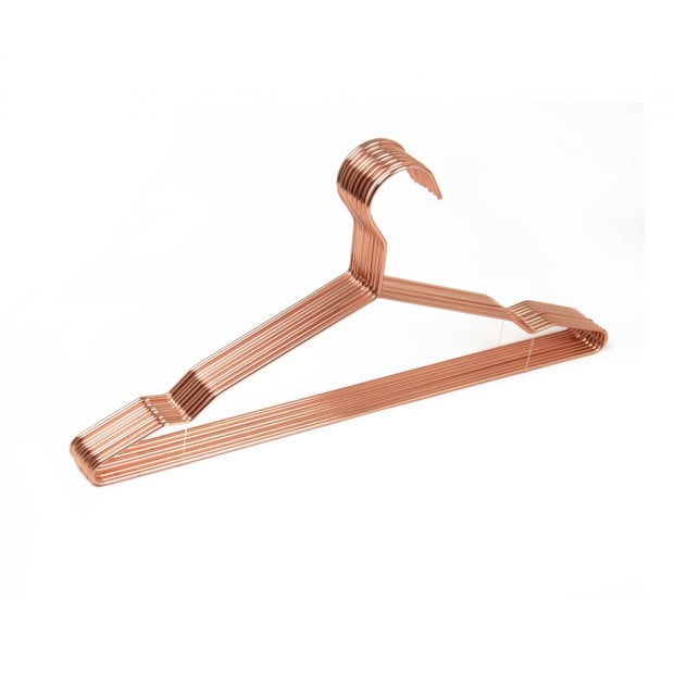16.5 Rose Gold Shiny Metal Wire Coat Clothes Hangers (60pc Per Set) Image 6
