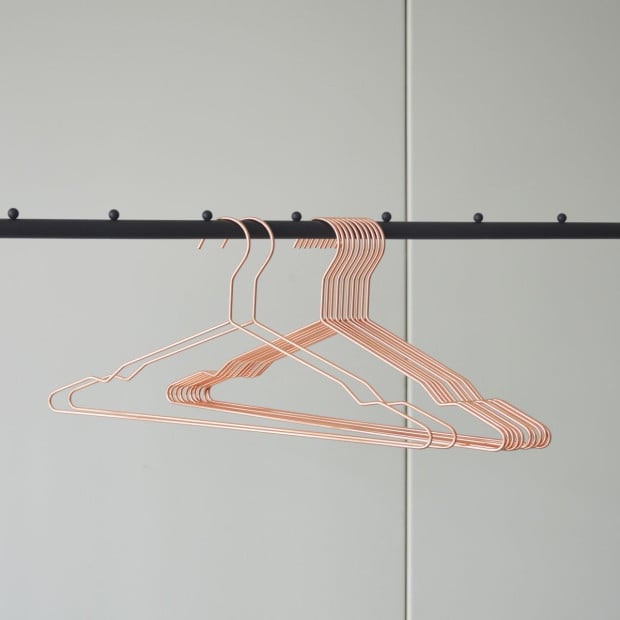 16.5 Rose Gold Shiny Metal Wire Coat Clothes Hangers (30pc Per Set)