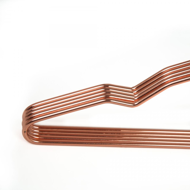 16.5 Rose Gold Shiny Metal Wire Coat Clothes Hangers (30pc Per Set) Image 4