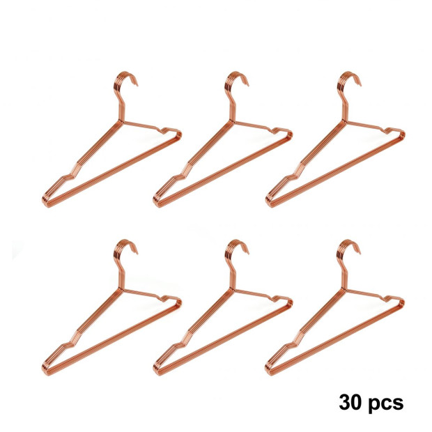 16.5 Rose Gold Shiny Metal Wire Coat Clothes Hangers (30pc Per Set) Image 6