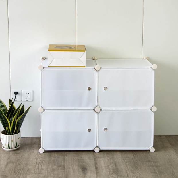 White Diy Shoe Cabinet Rack Storage Portable Stackable Organiser Stand 85 x 32 x 65cm Image 2