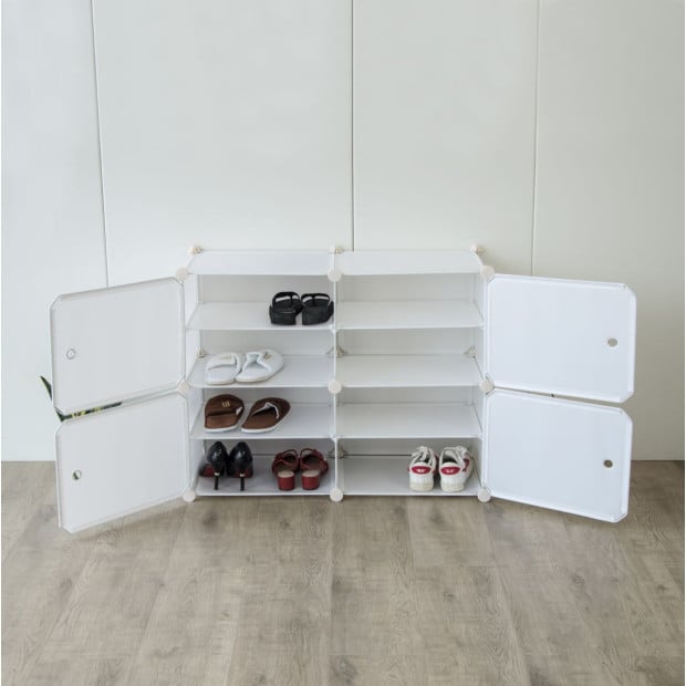 White Diy Shoe Cabinet Rack Storage Portable Stackable Organiser Stand 85 x 32 x 65cm Image 3