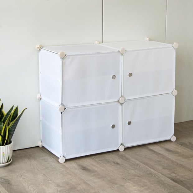 White Diy Shoe Cabinet Rack Storage Portable Stackable Organiser Stand 85 x 32 x 65cm Image 4