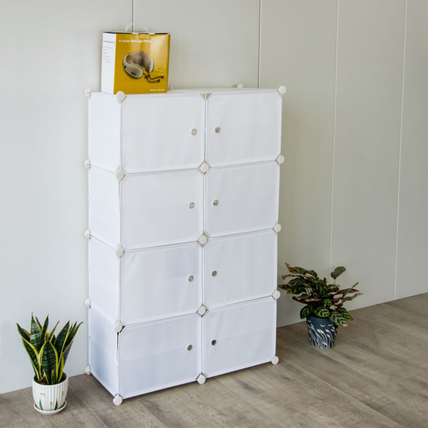 White DIY Shoe Cabinet Rack Storage Portable Stackable Organiser Stand 85 x 32 x 127cm Image 4