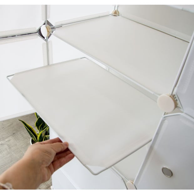 White DIY Shoe Cabinet Rack Storage Portable Stackable Organiser Stand 85 x 32 x 127cm Image 6