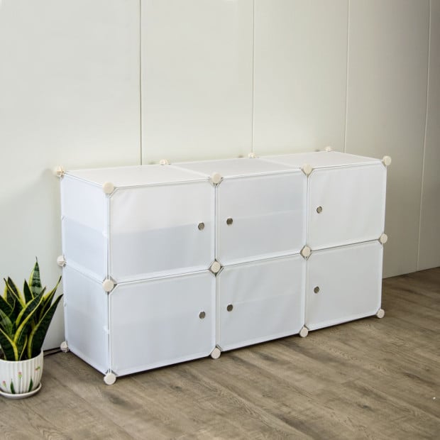 White Cube DIY Shoe Cabinet Rack Storage Portable Stackable Stand - 3x4 Image 2
