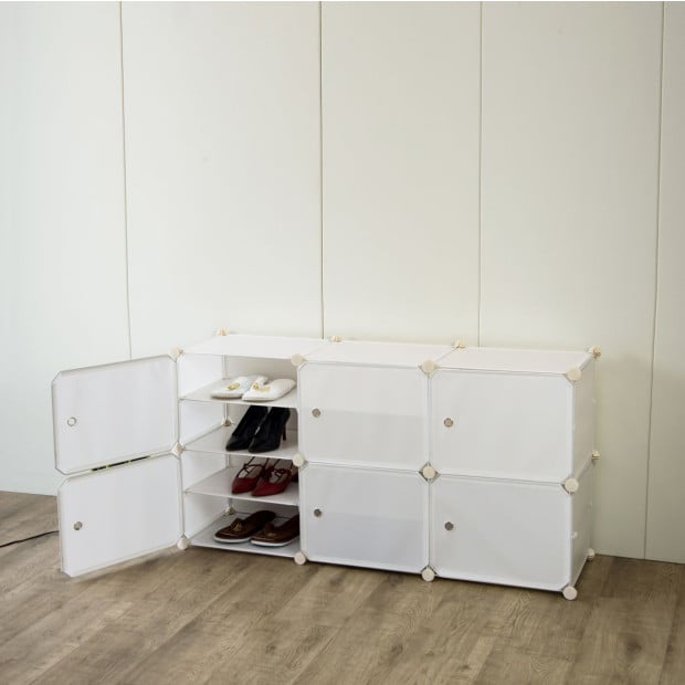 White Cube DIY Shoe Cabinet Rack Storage Portable Stackable Stand - 3x4 Image 3