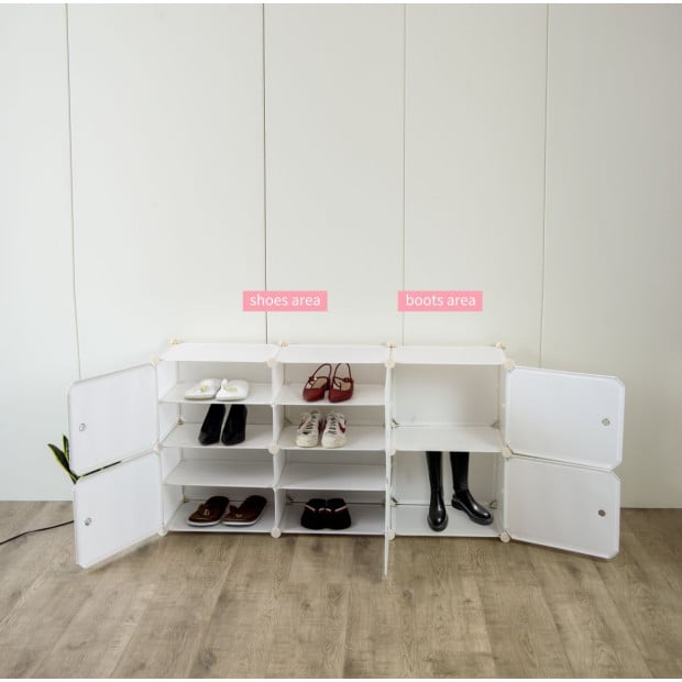 White Cube DIY Shoe Cabinet Rack Storage Portable Stackable Stand - 3x4 Image 4