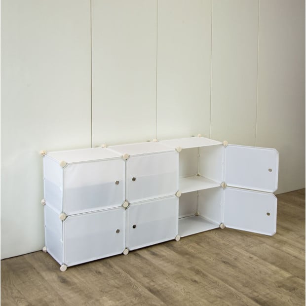 White Cube DIY Shoe Cabinet Rack Storage Portable Stackable Stand - 3x4 Image 5