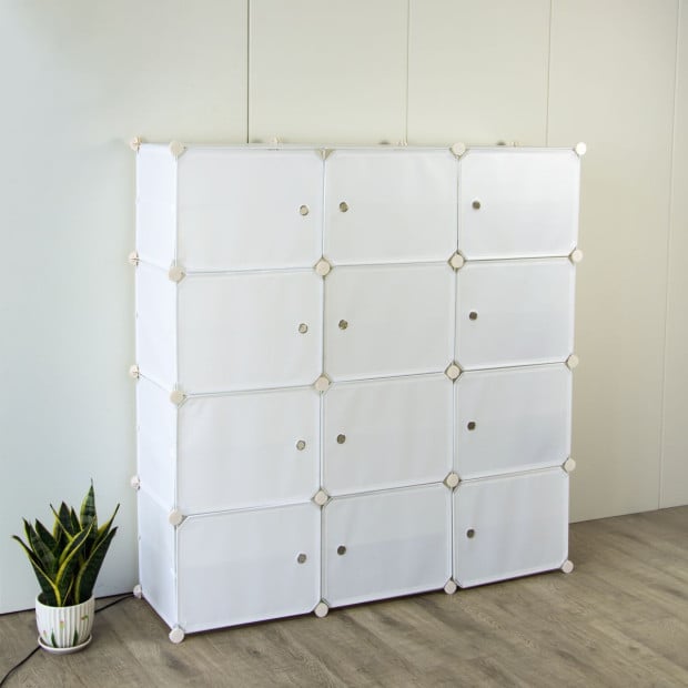 White Cube DIY Shoe Cabinet Rack Storage Portable Stackable Stand - 3x8 Image 3