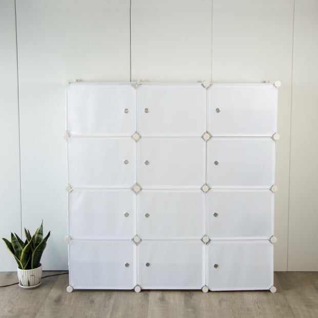 White Cube DIY Shoe Cabinet Rack Storage Portable Stackable Stand - 3x8 Image 5