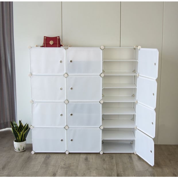 White Cube DIY Shoe Cabinet Rack Storage Portable Stackable Stand - 3x8 Image 6