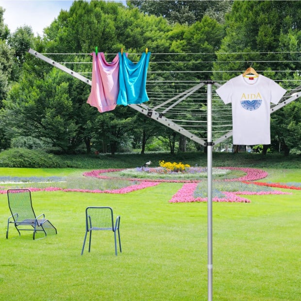 4 Arm Rotary Airer Outdoor Washing Line Clothes Dryer 50m Length
