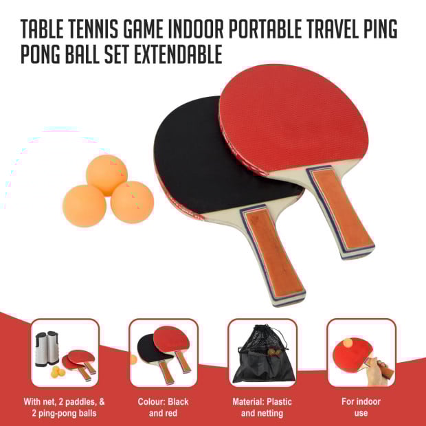 Table Tennis Game Indoor Portable Travel Ping Pong Ball Set Extendable Image 2