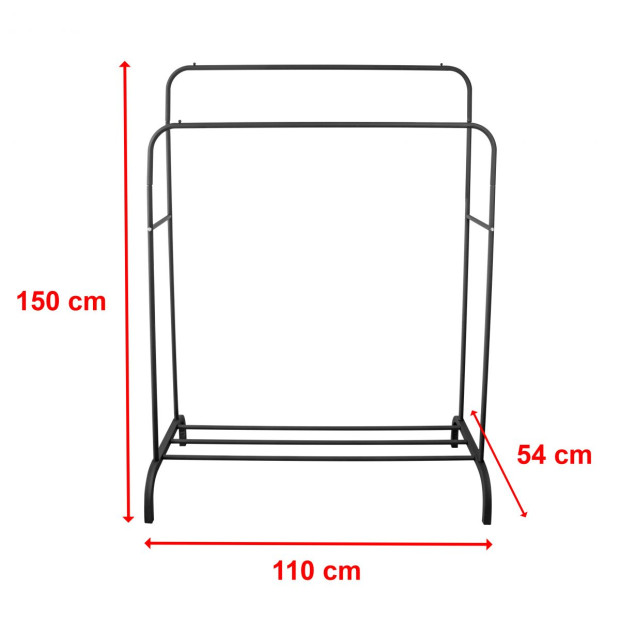 Heavy Metal Double Clothes Rail Hanging Rack Stand Storage Shelf Image 6