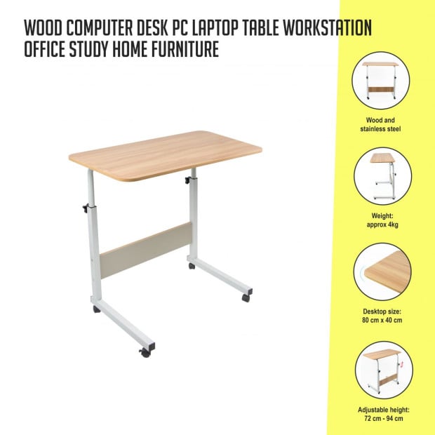 Wood Computer Desk Table Workstation Office Study Home Furniture Brown Image 2