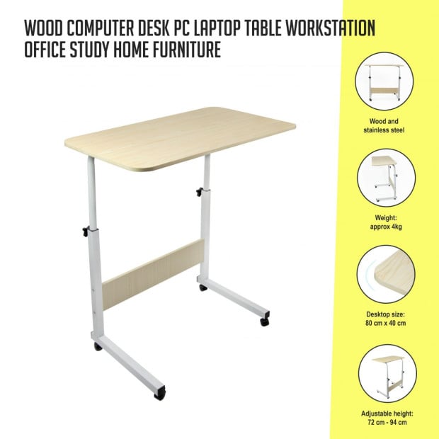 Wood Computer Desk Table Workstation Office Study Home Furniture Maple Image 2