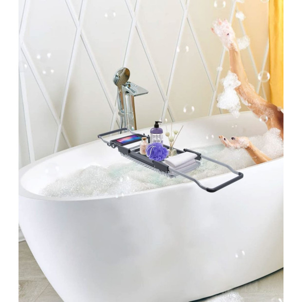 Aluminum Extendable Bathtub Caddy Tray For Bathroom