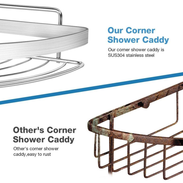 2 Pack Wall Mounted Adhesive Stainless Steel Bathroom Caddy Shelf