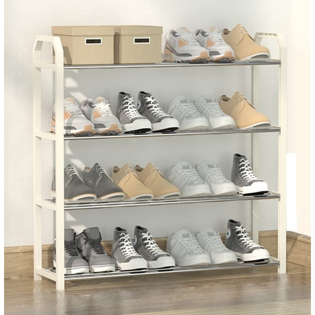 4 Tier Shoe Rack Storage Organiser White