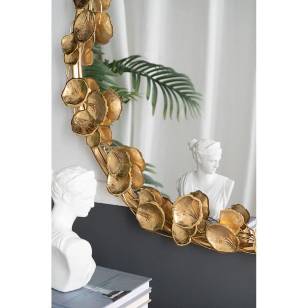 Gold Leaf Designer Wall Mirror Round 90x90x7cm Image 5