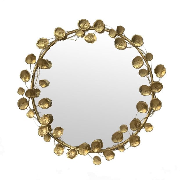 Gold Leaf Designer Wall Mirror Round 90x90x7cm Image 6