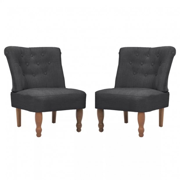 French Chairs 2 Pcs Grey Fabric Image 2