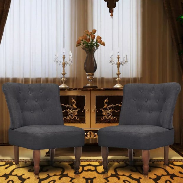 French Chairs 2 Pcs Grey Fabric