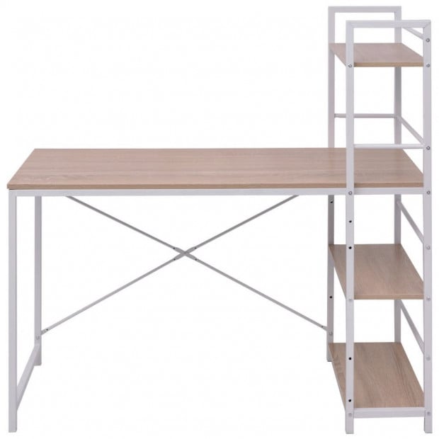 Desk With 4-tier Bookcase Oak Image 2