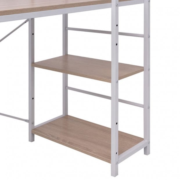 Desk With 4-tier Bookcase Oak Image 3
