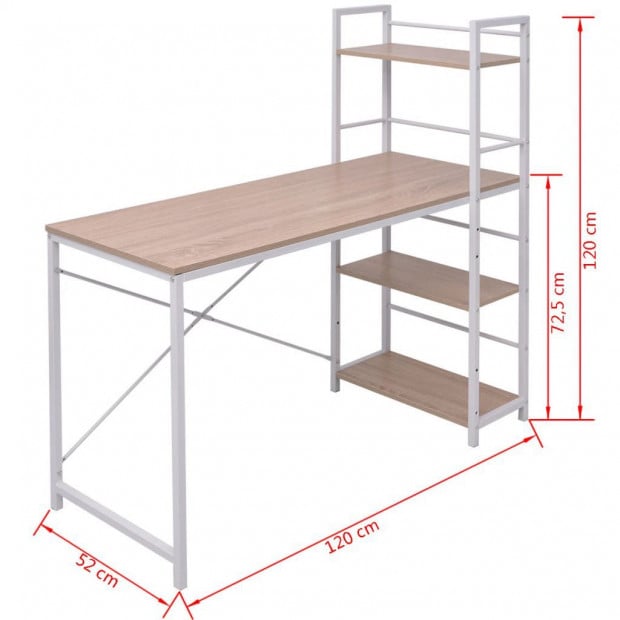 Desk With 4-tier Bookcase Oak Image 5