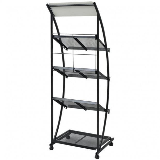 Magazine Rack 47x40x134 Cm Black And White A4 Image 2