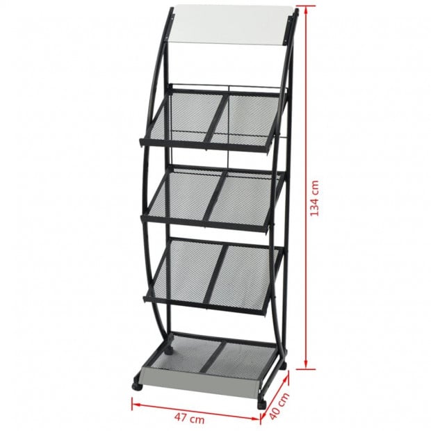 Magazine Rack 47x40x134 Cm Black And White A4 Image 6