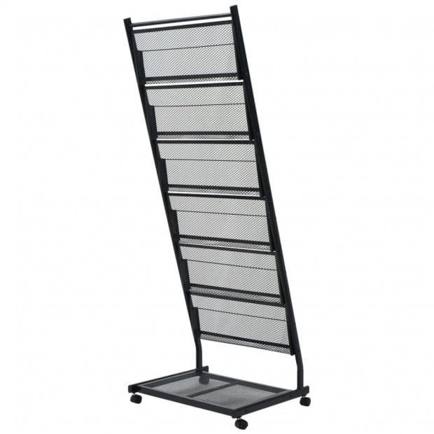 Magazine Rack 47.5x43x133 Cm Black A4 Image 2