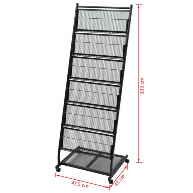 Magazine Rack 47.5x43x133 Cm Black A4 Image 5