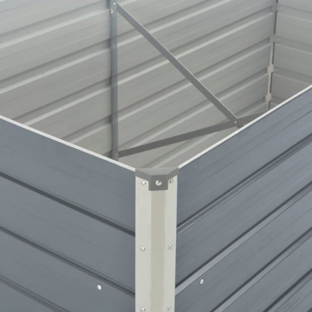 Raised Garden Bed 160x80x77 Cm Galvanised Steel Grey Image 6