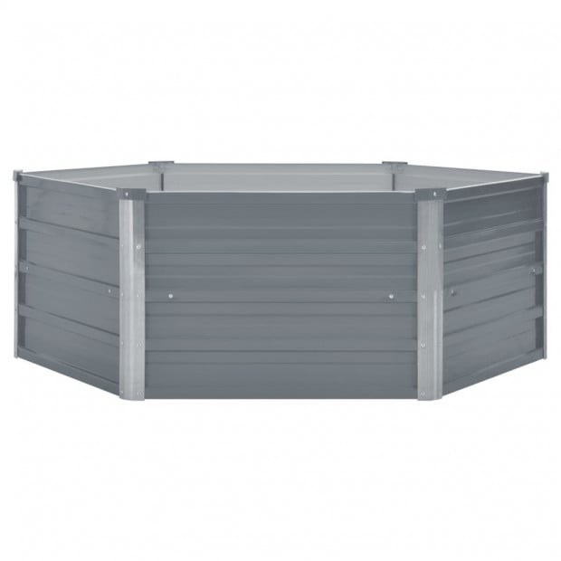 Raised Garden Bed 129x129x46 Cm Galvanised Steel Grey Image 2