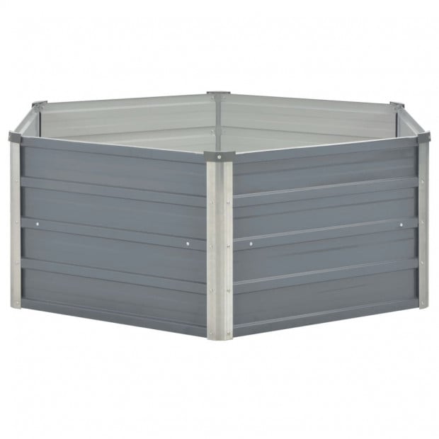 Raised Garden Bed 129x129x46 Cm Galvanised Steel Grey Image 3