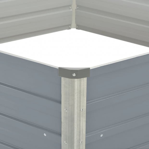Raised Garden Bed 129x129x46 Cm Galvanised Steel Grey Image 4