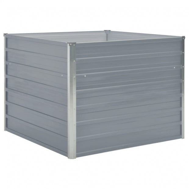 Raised Garden Bed 100x100x77 Cm Galvanised Steel Grey Image 2