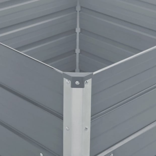 Raised Garden Bed 100x100x77 Cm Galvanised Steel Grey Image 4