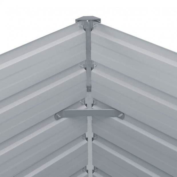 Raised Garden Bed 100x100x77 Cm Galvanised Steel Grey Image 5