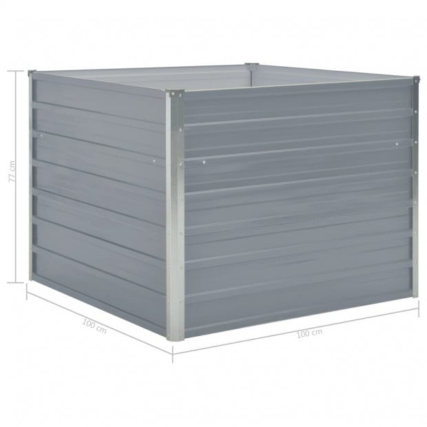 Raised Garden Bed 100x100x77 Cm Galvanised Steel Grey Image 6