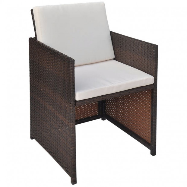 5 Piece Outdoor Dining Set With Cushions Poly Rattan Brown Image 6