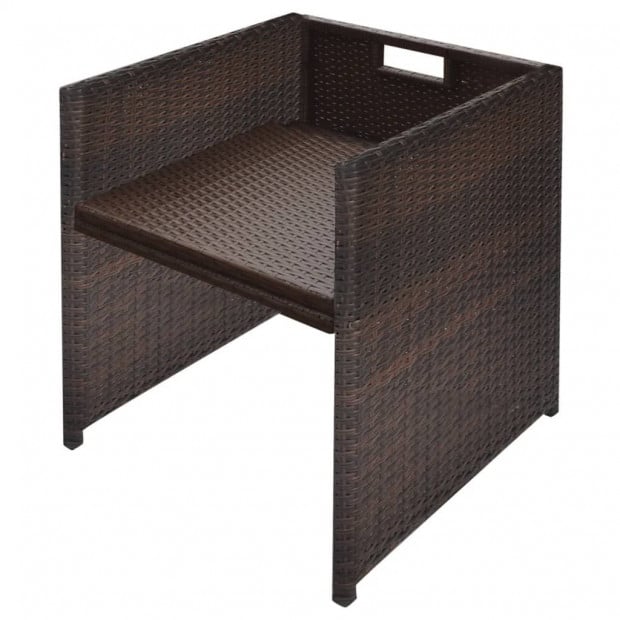 5 Piece Outdoor Dining Set With Cushions Poly Rattan Brown Image 9