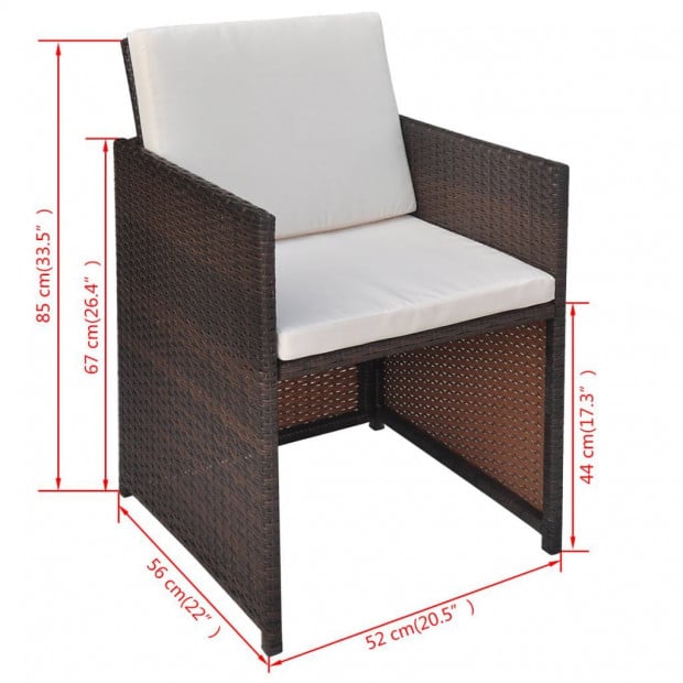 5 Piece Outdoor Dining Set With Cushions Poly Rattan Brown Image 11