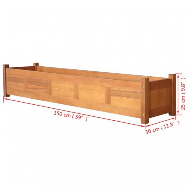 Garden Planter Acacia Wood 150 x 30 x 25cm Image 5